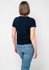 Guess Logo Embroidered T Shirt, Navy