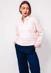 Guess Jeans Striped Cropped Rugby Shirt, Pink and White