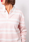 Guess Jeans Striped Cropped Rugby Shirt, Pink and White