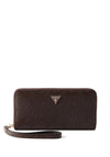 Guess Diana Large Zip Around Purse, Brown Logo Print