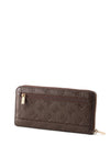 Guess Diana Large Zip Around Purse, Brown Logo Print