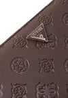Guess Diana Large Zip Around Purse, Brown Logo Print
