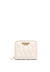 Guess Valla Small Zip Around Diamond Quilted Wallet, Cream