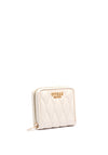 Guess Valla Small Zip Around Diamond Quilted Wallet, Cream