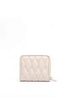 Guess Valla Small Zip Around Diamond Quilted Wallet, Cream