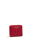 Guess Valla Small Zip Around Diamond Quilted Wallet, Deep Red