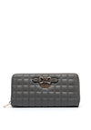 Guess Nadira Quilted Zip Around Large Wallet, Grey