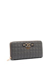Guess Nadira Quilted Zip Around Large Wallet, Grey