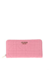 Guess Assia Quilted Zip Round Large Wallet, Pink