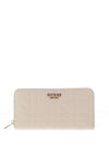 Guess Assia Quilted Zip Round Large Wallet, Stone