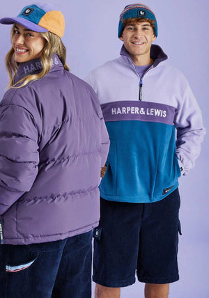 Harper & Lewis Unisex Mellow Quarter Zip Fleece, Purple