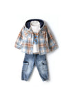 Hashtag Baby Boy Overshirt Three Piece Set, Natural