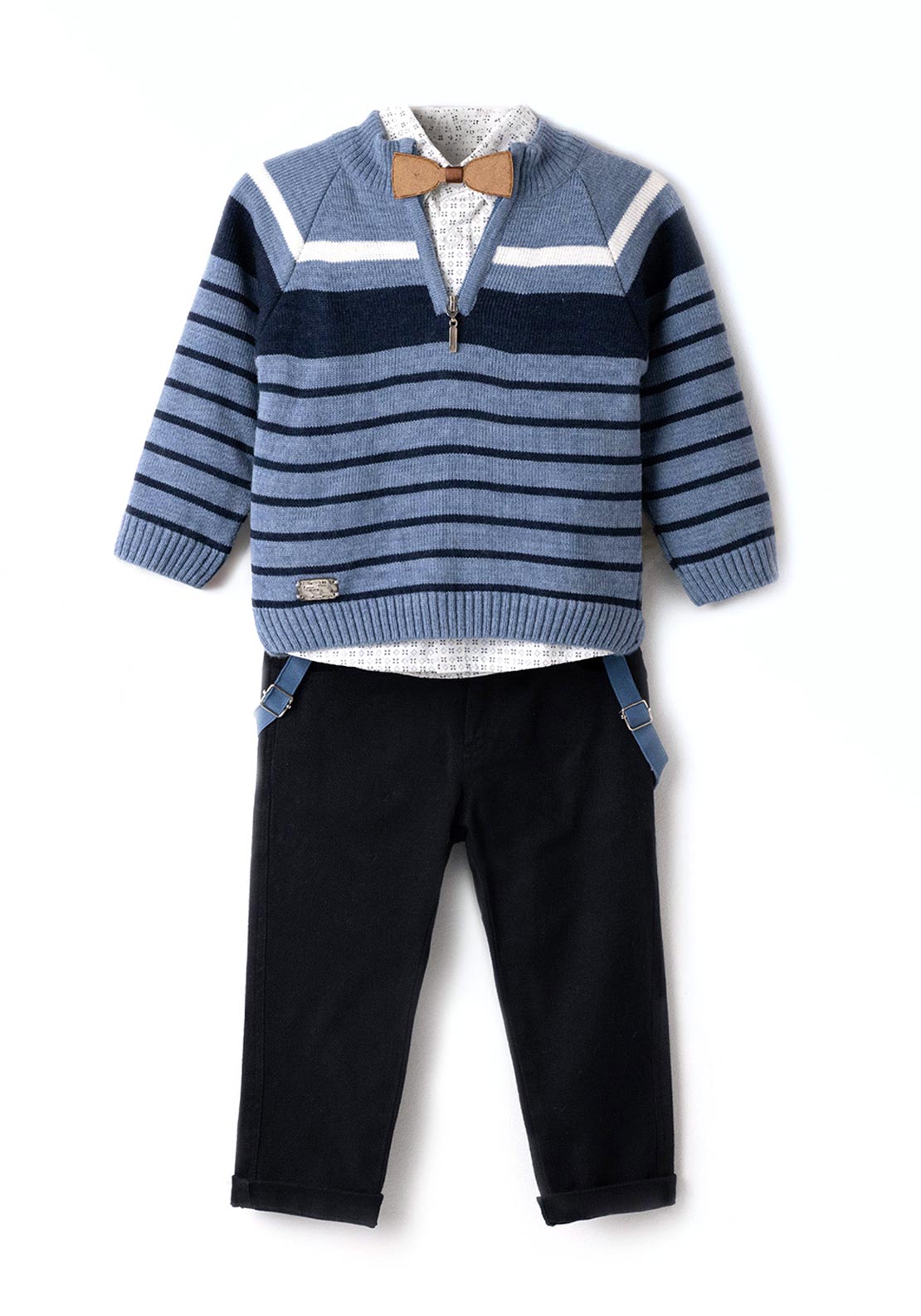 Hashtag Mini Boy Jumper Shirt and Chino Set, Blue