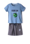 Hashtag Mini Boy Football 2 Piece Set, Blue and Grey