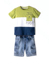 Hashtag Mini Boy Colour Block 2 Piece Set, Green Multi