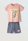 Hashtag Mini Boy Sunset T Shirt and Shorts Set, Orange and Grey