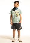 Hashtag Mini Boy Sunset T Shirt and Shorts Set, Green and Grey