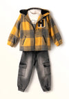 Hashtag Mini Boy Three Piece Check Set, Mustard
