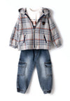 Hashtag Mini Boy Shacket Top and Jean Set, Grey