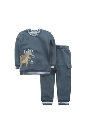 Hashtag Baby Boy T-Rex Sweater and Jogger Set, Blue