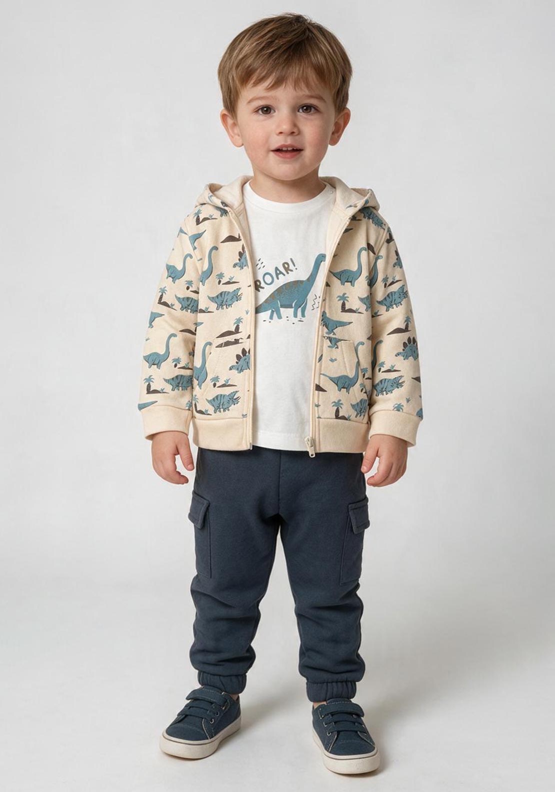 Hashtag Baby Boy Dino 3 Piece Tracksuit, Beige