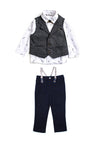Hashtag Baby Boy Waistcoat, Shirt and Chino Set, Grey Navy