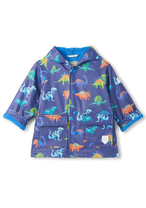 Hatley Baby Boy Dino Hooded Rain Jacket, Navy