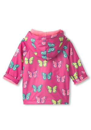 Hatley Baby Girl Butterfly Print Rain Jacket, Pink