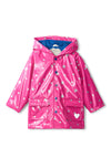 Hatley Mini Girls Glitter Stars Raincoat, Raspberry Rose