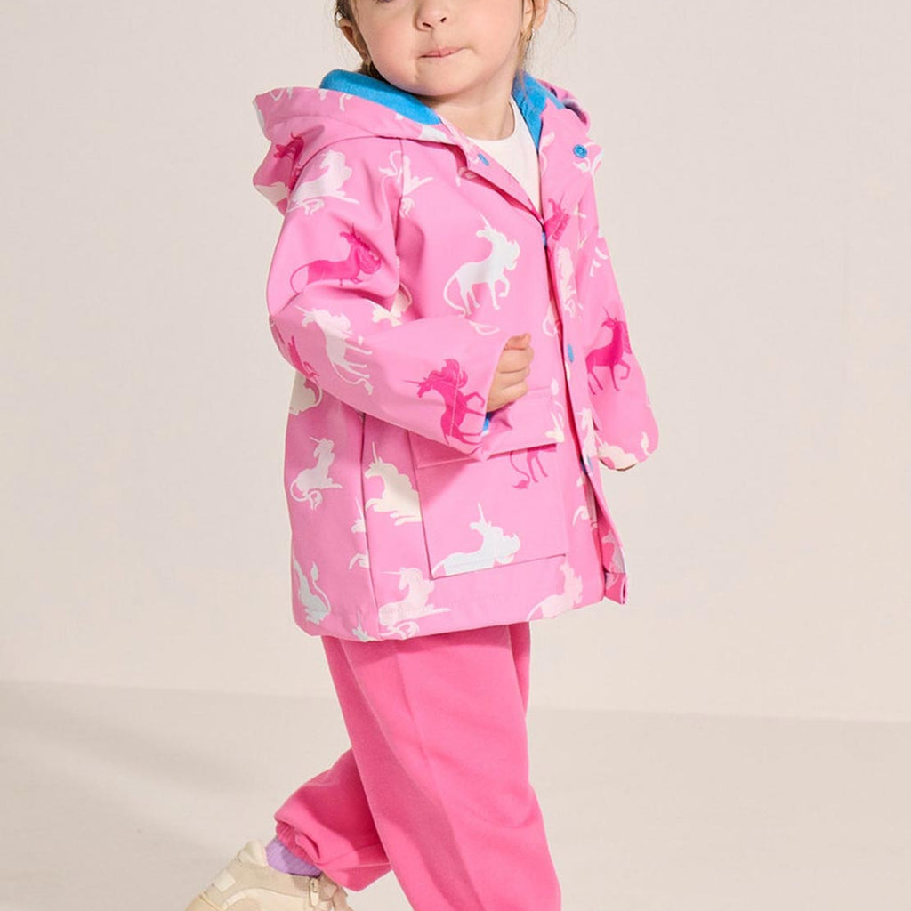 Hatley Baby Girl Mystical Unicorn Colour Changing Raincoat, Pink