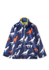 Hatley Mini Boys T-Rex Fleece Zip Up Hooded Jacket, Patriot Blue