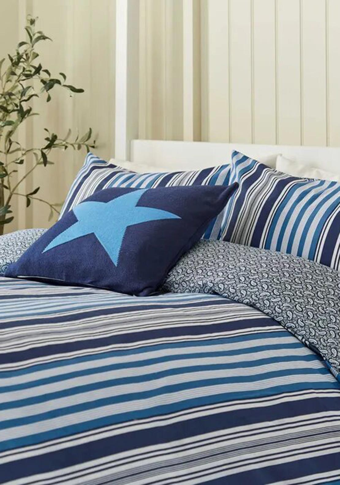 Helena Springfield Beach House Striped Duvet Set, Cobalt Blue