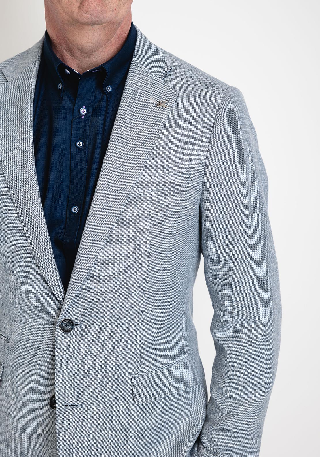 Herbie Frogg Mayfair Linen Blend Blazer, Blue Melange