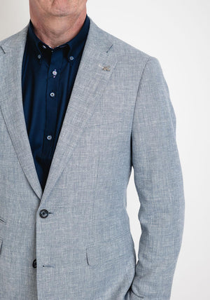 Herbie Frogg Mayfair Linen Blend Blazer, Blue Melange