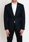 Herbie Frogg Wool Mix Check Blazer, Midnight Blue & Brown
