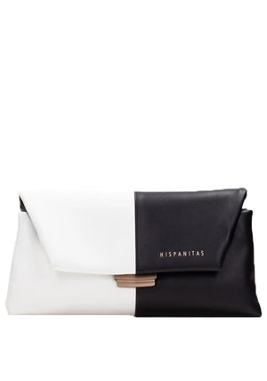 Hispanitas Covent Smooth Faux Leather Monochrome Shoulder Bag, Black & White