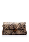 Hispanitas Bolsos Faux Snake Printed Medium Clutch Bag, Taupe