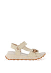 Hispanitas Leather T-Bar Velcro Sandals, Latte