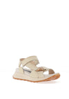 Hispanitas Leather T-Bar Velcro Sandals, Latte