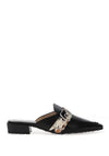 Hispanitas Lila Leather Pony Hair Detail Mule Shoes, Black
