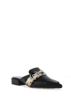 Hispanitas Lila Leather Pony Hair Detail Mule Shoes, Black