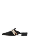 Hispanitas Lila Leather Pony Hair Detail Mule Shoes, Black