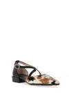 Hispanitas Lila Leather Pony Hair Low Heeled Pumps, Black Multi