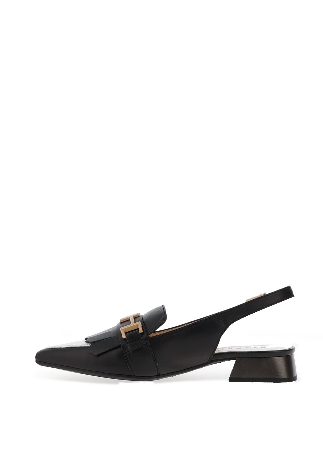 Hispanitas Leather Fringe Sling Back Pumps, Black & White