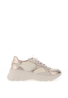 Hispanitas Metallic Mixed Leather Laced Trainers, Cava Gold