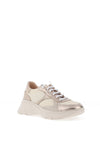 Hispanitas Metallic Mixed Leather Laced Trainers, Cava Gold