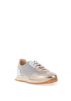Hispanitas Metallic Leather Mesh Laced Trainers, Cava Gold