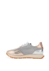 Hispanitas Metallic Leather Mesh Laced Trainers, Cava Gold