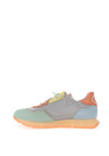 Hispanitas Leather Multi Mesh Laced Trainers, Eucalyptus & Banana