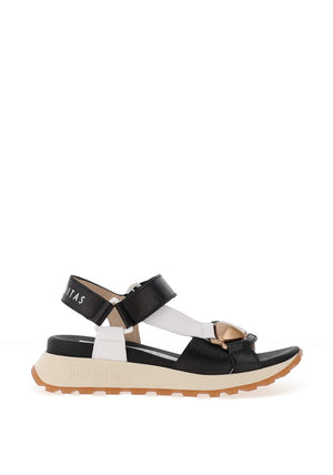 Hispanitas Leather T-Bar Velcro Sandals, Black